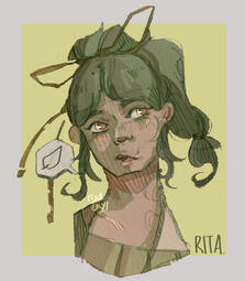 digitized sketch of my oc, rita (2024
